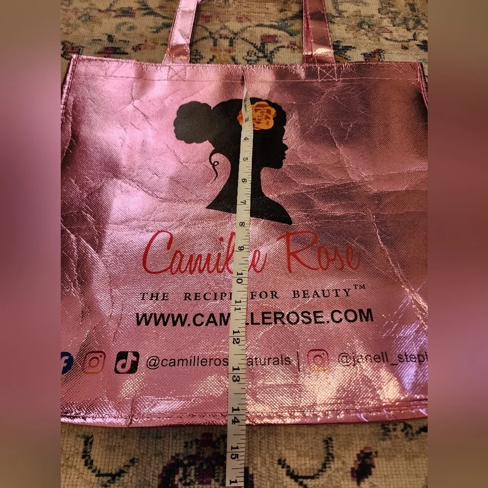 Camille Rose Pink Reusable Shopping Tote Bag Haircare Brand
